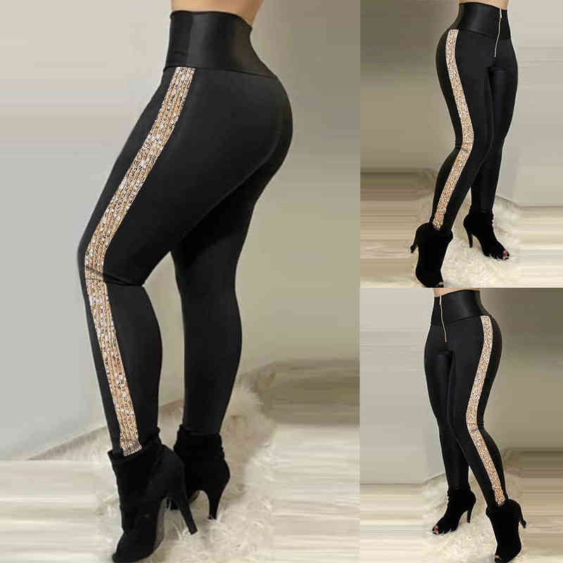 Fashion Women Sweatpants for Sport Side Strip Design Zipper Decor Elastic High Waist Spring Autumn Slim Hips Pencil Pants 211228, Black;white
Fashion Women Sweatpants for Sport Side Strip Design Zipper Decor Elastic High Waist Spring Autumn Slim Hips Pencil Pants 211228, Black;white