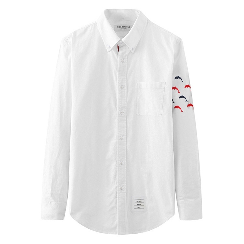 Light luxury tide brand TB men's clothing autumn and winter pure cotton Oxford spinning animal whale embroidery slim white Long Sleeve Shirt
Light luxury tide brand TB men's clothing autumn and winter pure cotton Oxford spinning animal whale embroidery slim white Long Sleeve Shirt