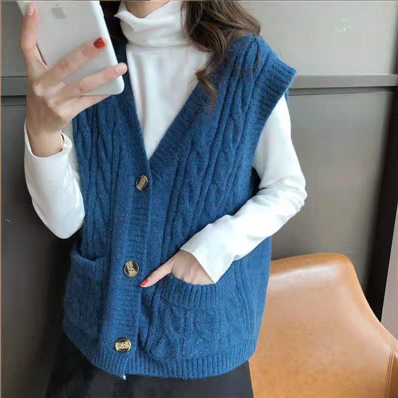 2021 Spring/Autumn Sweet Style Womens Vest Single-Breasted Sleeveless Cardigans Fashion Pockets Design Loose Vest Coat Female, Black;brown
2021 Spring/Autumn Sweet Style Womens Vest Single-Breasted Sleeveless Cardigans Fashion Pockets Design Loose Vest Coat Female, Black;brown