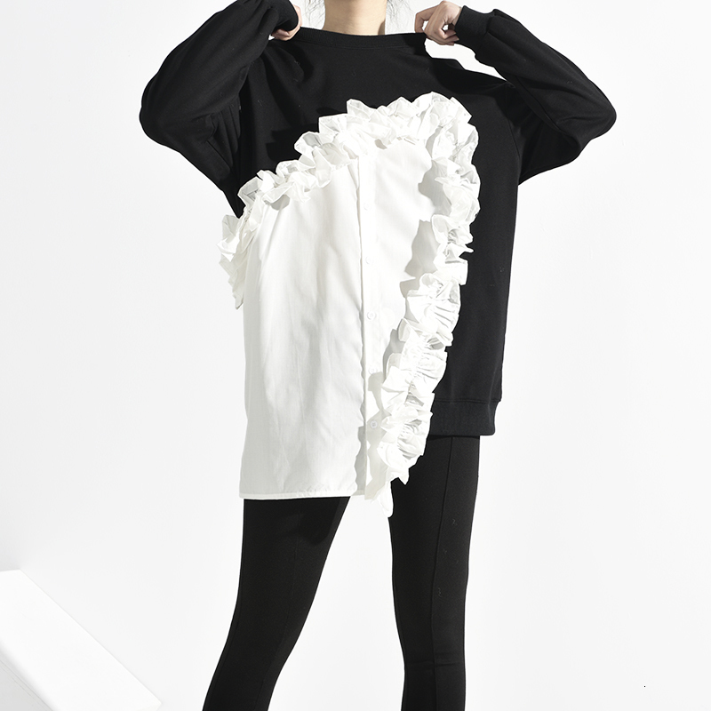 LANMREM fashion female's long sleeve shirt women hoodies Vestido 201203