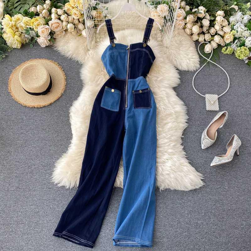 Summer Denim Overalls Women Fashion Patchwork Jumpsuits Zipper Sleeveless Rompers Suspenders Jeans Female Loose Long Trousers1, Blue
Summer Denim Overalls Women Fashion Patchwork Jumpsuits Zipper Sleeveless Rompers Suspenders Jeans Female Loose Long Trousers1, Blue