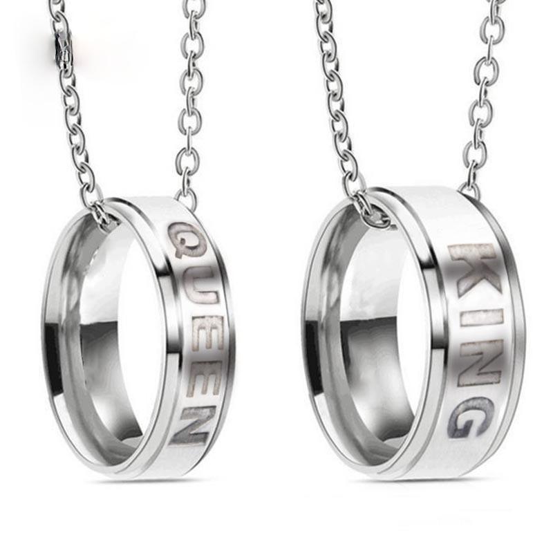 Chains 2021 Stainless Steel King/Queen Ring Pendant Necklace Chain Jewelry Fashion Couple Valentine's Day Gifts, Silver
Chains 2021 Stainless Steel King/Queen Ring Pendant Necklace Chain Jewelry Fashion Couple Valentine's Day Gifts, Silver