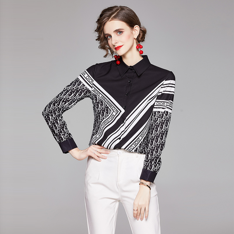 2021 Quality Spring Printed Black Shirts Long Sleeve Women's Runway Button Shirt Plus Size Autumn Winter Slim Office Ladies Designer Blouses, White
2021 Quality Spring Printed Black Shirts Long Sleeve Women's Runway Button Shirt Plus Size Autumn Winter Slim Office Ladies Designer Blouses, White