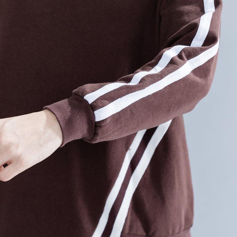 Plus Size Striped Sweatshirt Hoodies Women Casual Irregular Cotton Pullovers Sweatshirts Woman Kpop Clothes Autumn Moletom 201102