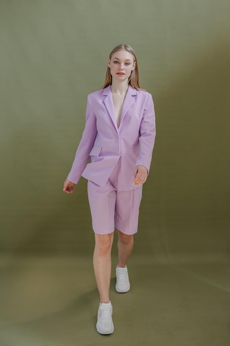 Fashion Girls Blazer Suits Women 2 Pieces Short Pants Evening Party Prom Formal Outfit Tuxedos (Jacket+Pants)