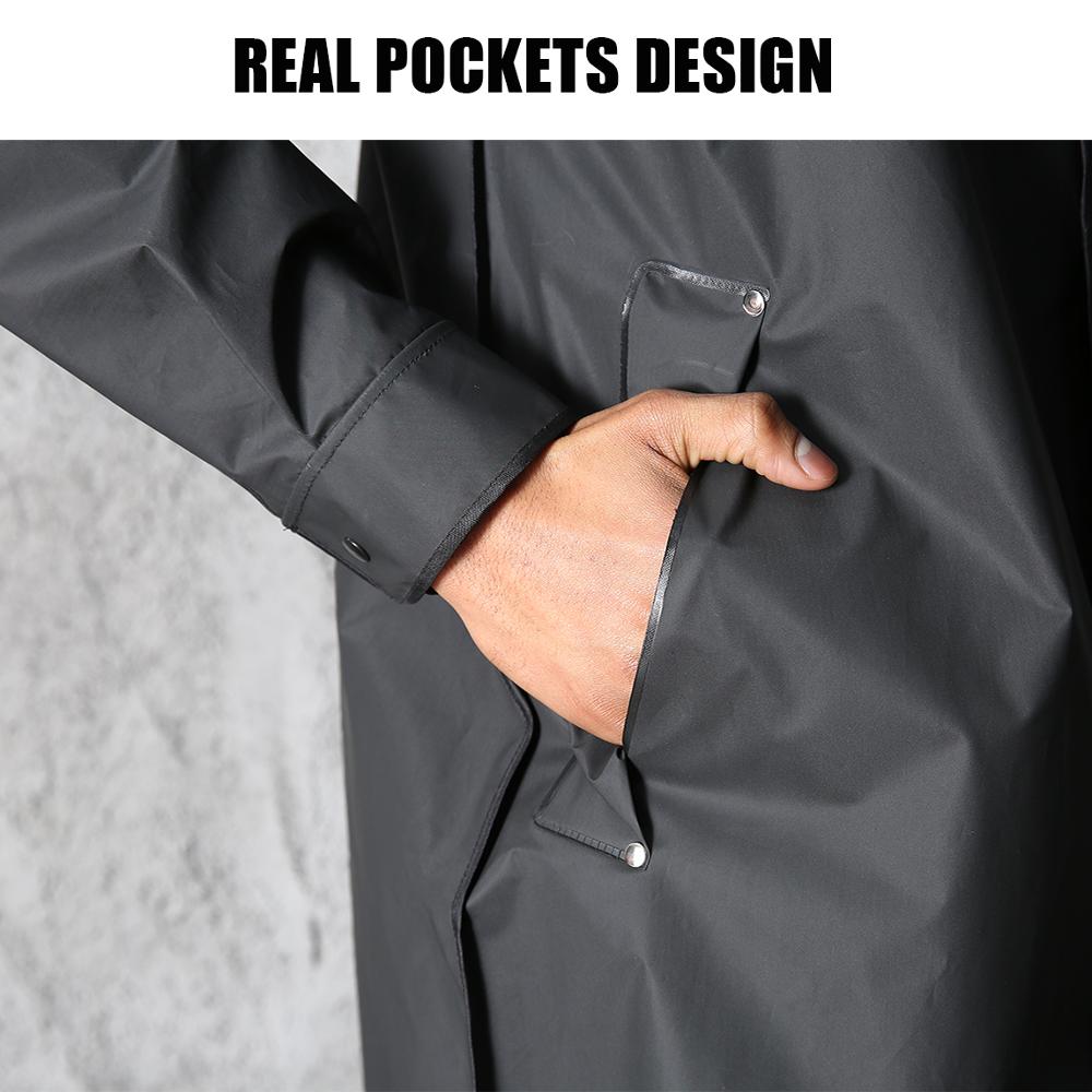 Black Fashion Adult Waterproof Long Raincoat Women Men Rain coat Hooded For Outdoor Hiking Travel Fishing