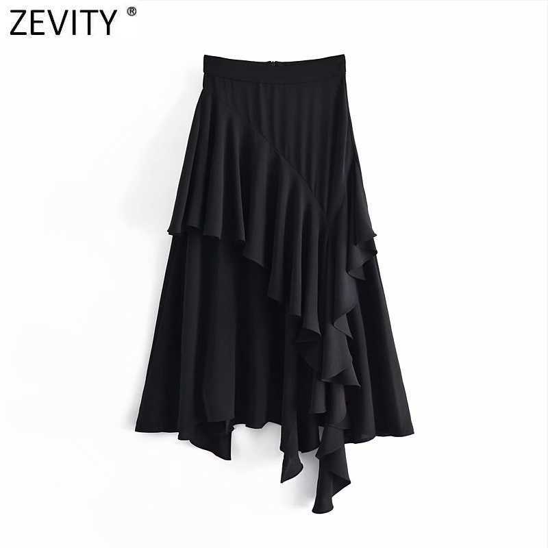 Zevity Women Cascading Ruffles Black Split Asymmetrical Midi Skirt Faldas Mujer Lady Back Zipper Chic A Line Vestidos QUN744 210603, As pic qun744
Zevity Women Cascading Ruffles Black Split Asymmetrical Midi Skirt Faldas Mujer Lady Back Zipper Chic A Line Vestidos QUN744 210603, As pic qun744