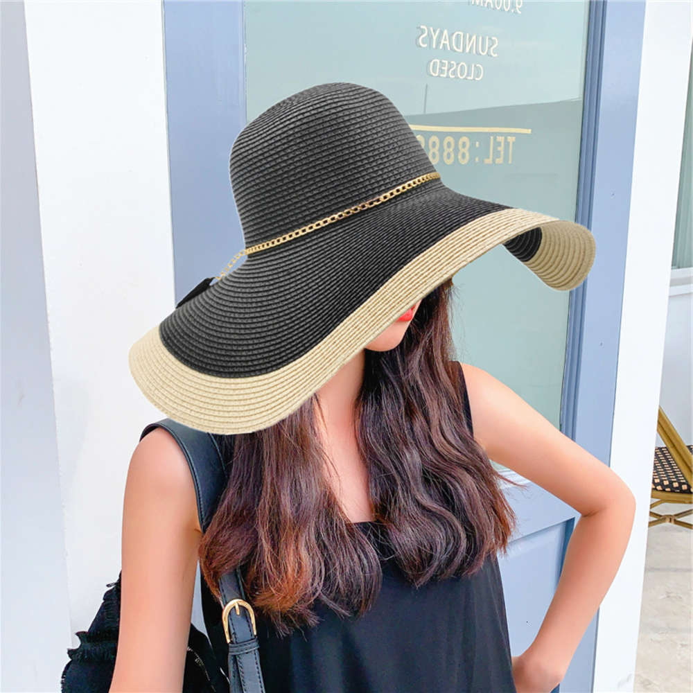 Summer big Beach Hat outdoor lady wind chain color matching sun shading straw hat wedding pography, Blue;gray
Summer big Beach Hat outdoor lady wind chain color matching sun shading straw hat wedding pography, Blue;gray