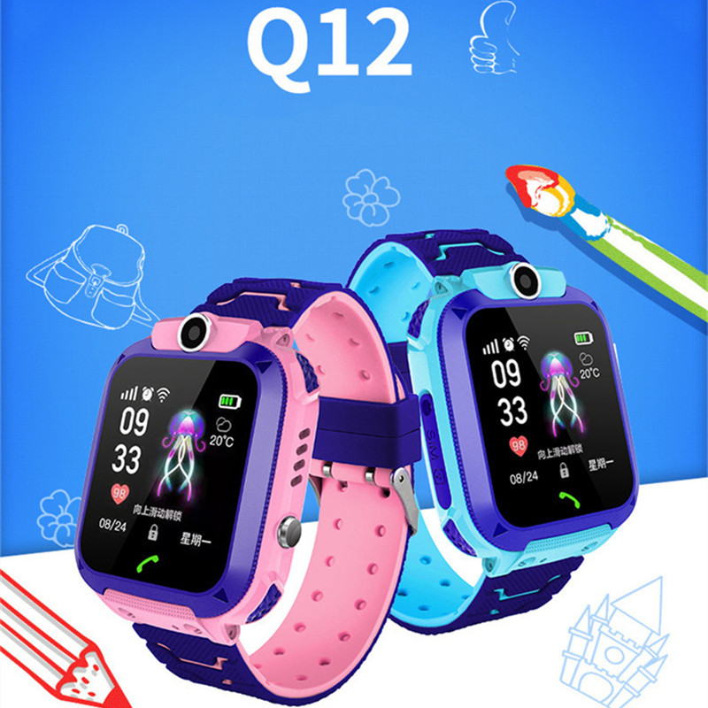 Q12 Kids Smart Watches LBS SOS Waterproof Tracker Smartwatch for Kid Anti-lost Support SIM Card Compatible for Android IOS Phone with Retail Box