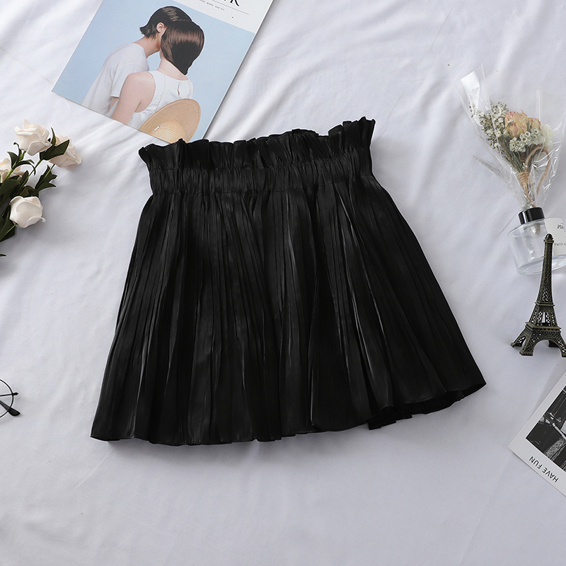Heliar Women Sparkles Pleated Skirts Elastic Waist Night Club Dance Shining Skirts Sexy Mini Skirts For Women Spring 210306