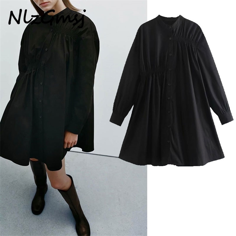 Dres Fashion Black Pleated Loose Shirt Long Sleeve High Street Ladies Mini 210628, As picture
Dres Fashion Black Pleated Loose Shirt Long Sleeve High Street Ladies Mini 210628, As picture