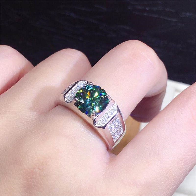 Choucong Unique Brand Wedding Rings Simple Fashion Jewelry 925 Sterling Silver Round Cut Emerald 5A Zircon Party Eternity Women Men Open Adjustable Ri