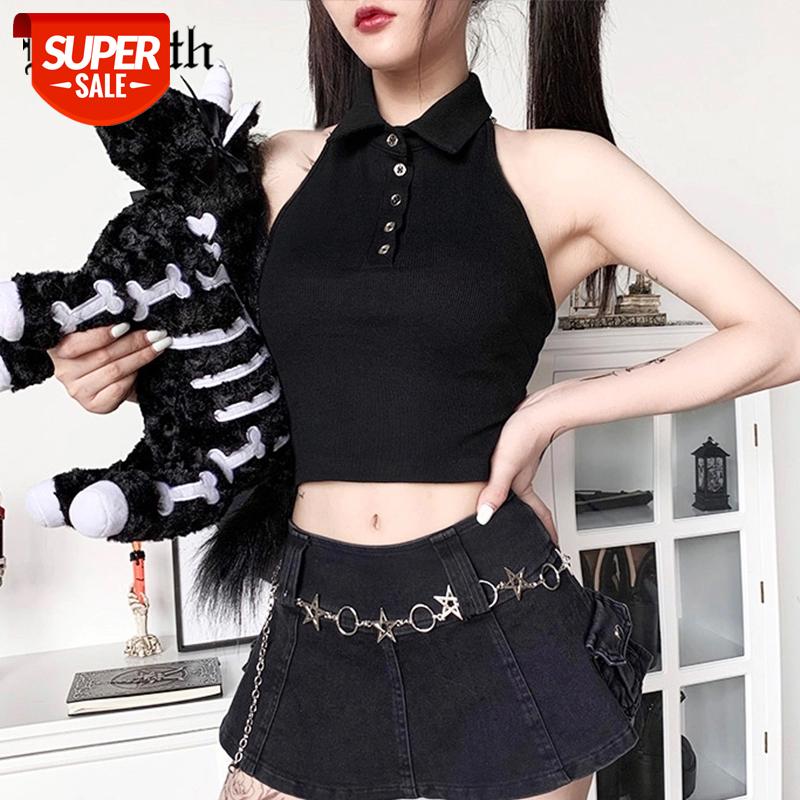 InsGoth Sexy Backless Halter Black Crop Tank Tops Women Gothic Harajuku Button Cotton Bodycon Slim Off Shoulder Tops Lady Summer #tV9x, White
InsGoth Sexy Backless Halter Black Crop Tank Tops Women Gothic Harajuku Button Cotton Bodycon Slim Off Shoulder Tops Lady Summer #tV9x, White