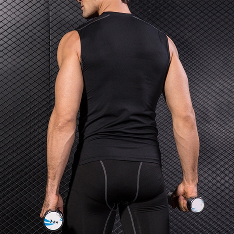 Men Sports GYM Compression Sleeveless Vest Tank Top Base Layer Elastic Quick-drying Singlet Shirt SER88 210308