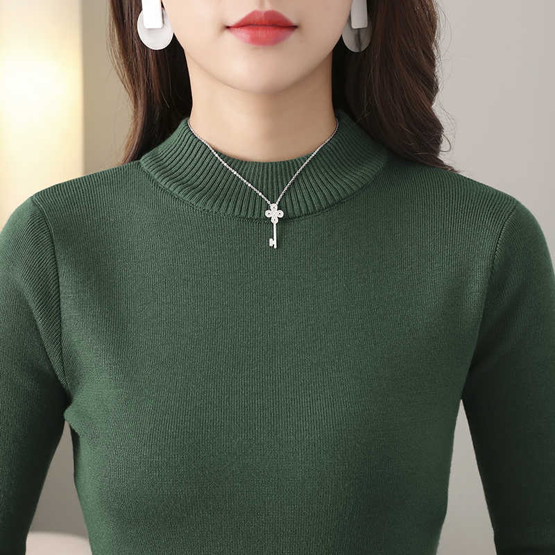 Heliar Women Winter Sweaters Solid O-neck Thermal Underwear Jumpers Thick Warm Velvet Pullovers For 211018