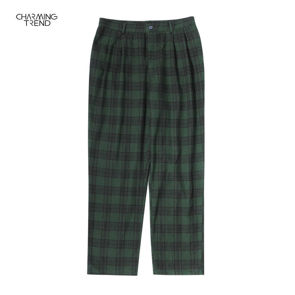 Plaid Pants Women Cotton Streetwear Retro Casual All-match Unisex 210702