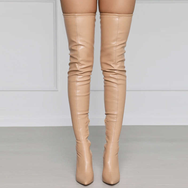 Thigh High Boots For Girls Sexy Women's Over-the-knee Pointed Toe Knee Heels Side Zip Long Female 211021