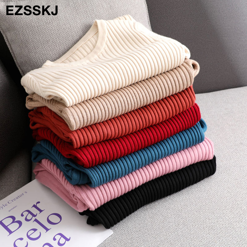 elegant Long sleeve OL O-neck long Sweater dress women Thick knit Autumn Winter dress female Slim A-line basic dress casual 210222