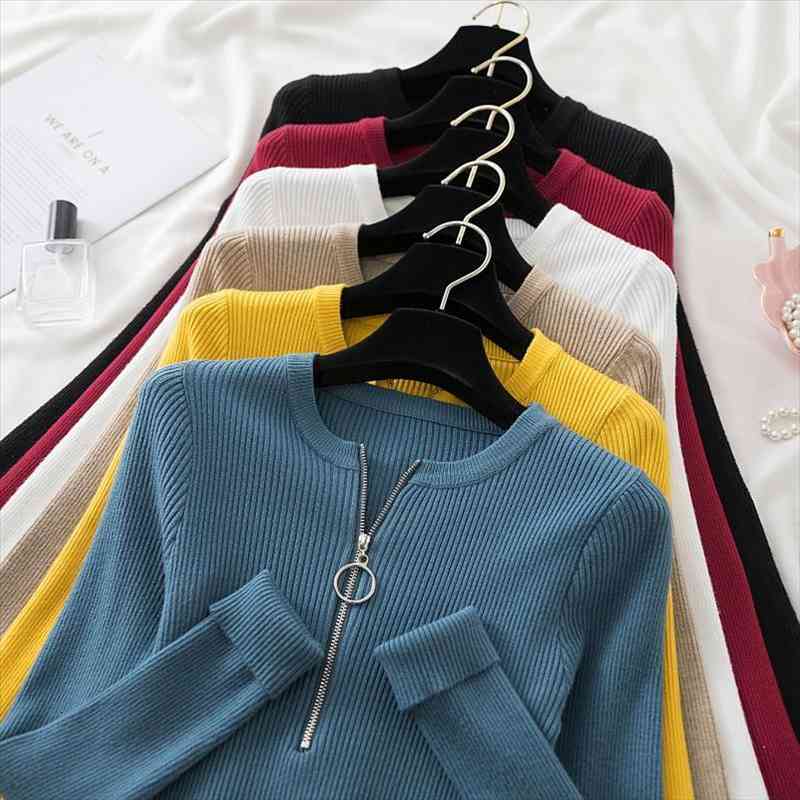 Zipper Winter Clothes Knitted Woman Sweaters Pullovers Autumn Winter Basic Women Jumper Slim Women Sweater Pull Long Sleeve, White;black
Zipper Winter Clothes Knitted Woman Sweaters Pullovers Autumn Winter Basic Women Jumper Slim Women Sweater Pull Long Sleeve, White;black