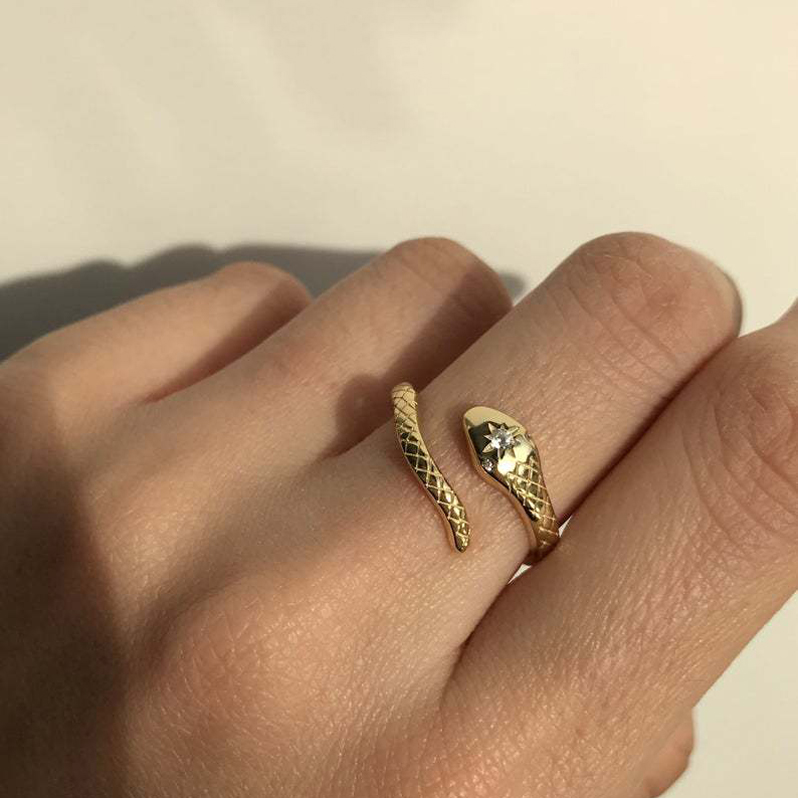 925 Sterling Silver Adjustable Snake Ring Girl Women Silver Gold Tone Animal Ring Factory Price RI2103051