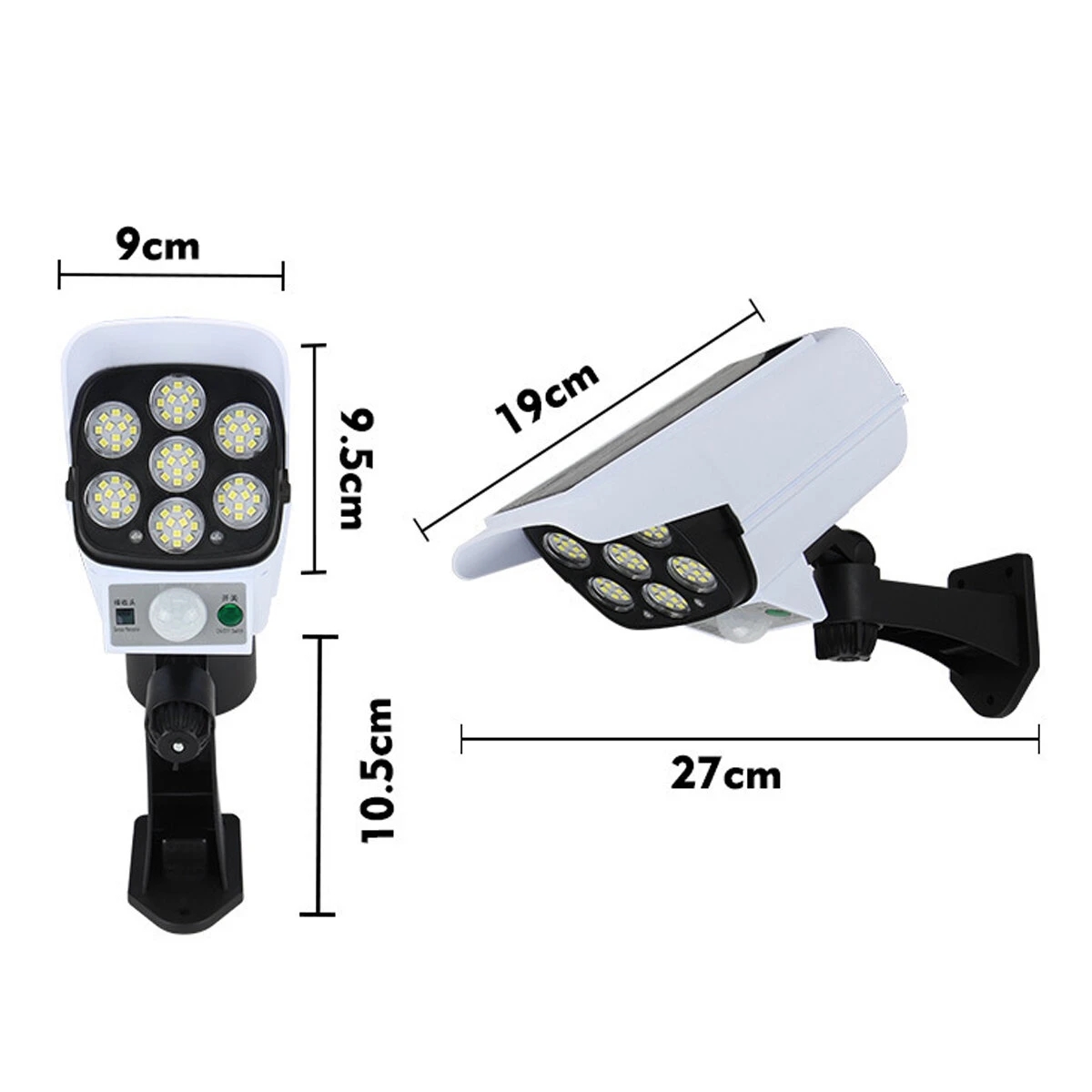 77LED Solar Powered Sensor Light Motion Sensor Outdoor Security Lamp Emulation Camera Waterproof IP65 - With Remote