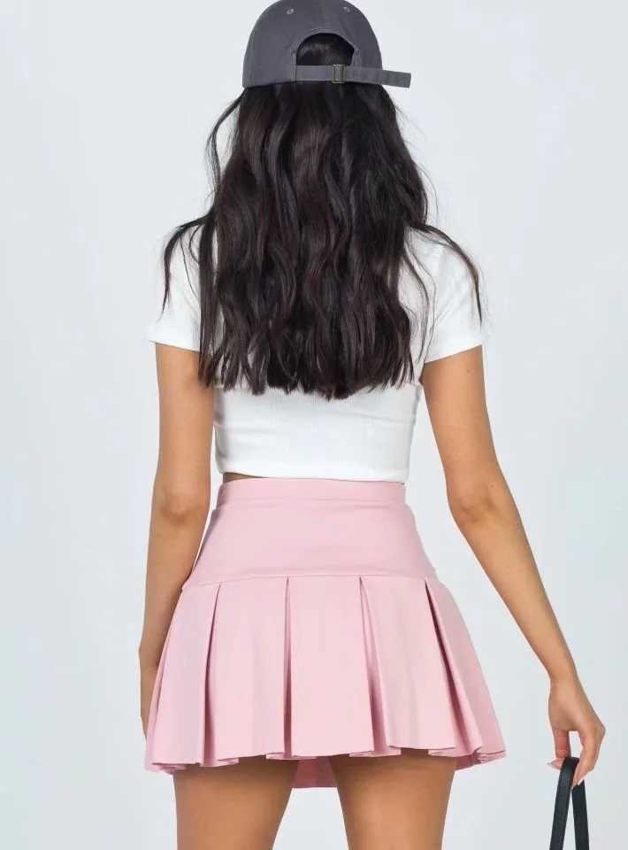 Women High Rise Pleated Mini Skirt With Zip-side Fastening 6 Colours Raw Hem Stretch Skirts korean women 3IS4 210603