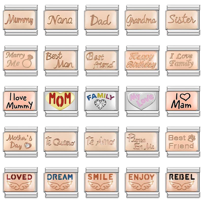 Link, Chain Hapiship Rose Dad Mum Sister Dream Lucky Enjoy Heart Italian Charm Links Fit 9mm Stainless Steel Bracelet Jewelry Making DJ133
Link, Chain Hapiship Rose Dad Mum Sister Dream Lucky Enjoy Heart Italian Charm Links Fit 9mm Stainless Steel Bracelet Jewelry Making DJ133