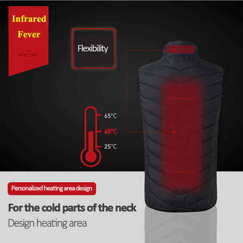 FALIZA USB Heated Vest Men Winter Heating Jacket Male Waistcoat Thermal Warm Clothing Feather Sleeveless Gilet Homme Vests MJ117 211119