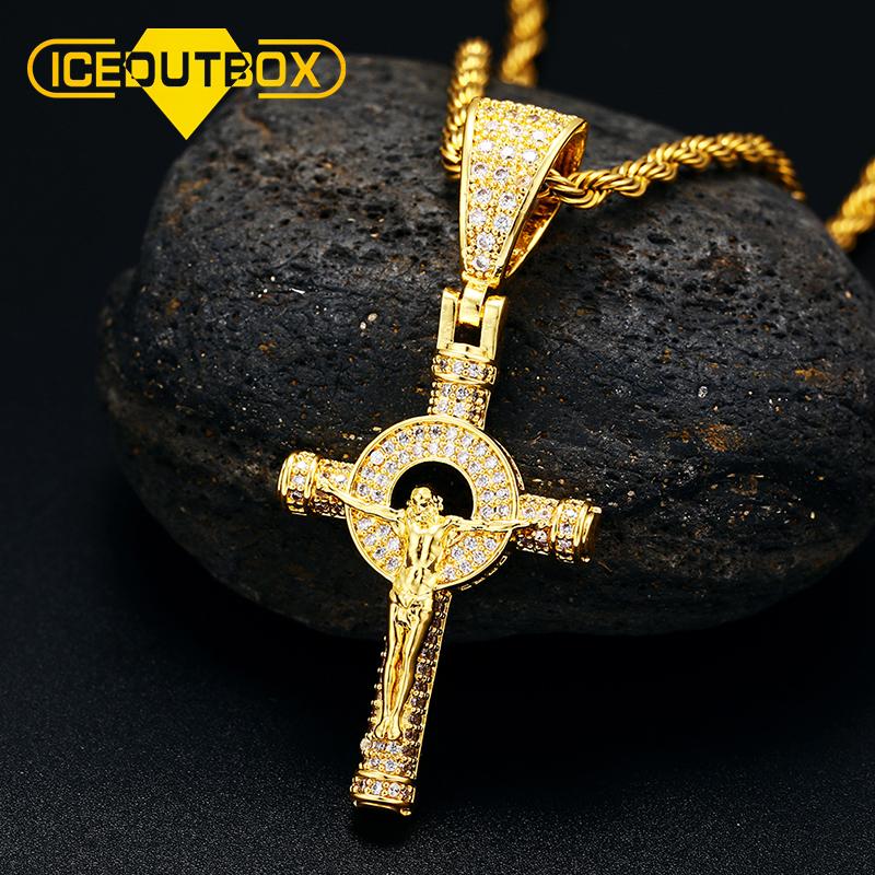 Pendant Necklaces ICEOUTBOX Religious Crucifix Jesus Cubic Zircon Men's Hip Hop Cross Necklace Rock Jewelry Gift Gold Silver Color Copper
Pendant Necklaces ICEOUTBOX Religious Crucifix Jesus Cubic Zircon Men's Hip Hop Cross Necklace Rock Jewelry Gift Gold Silver Color Copper