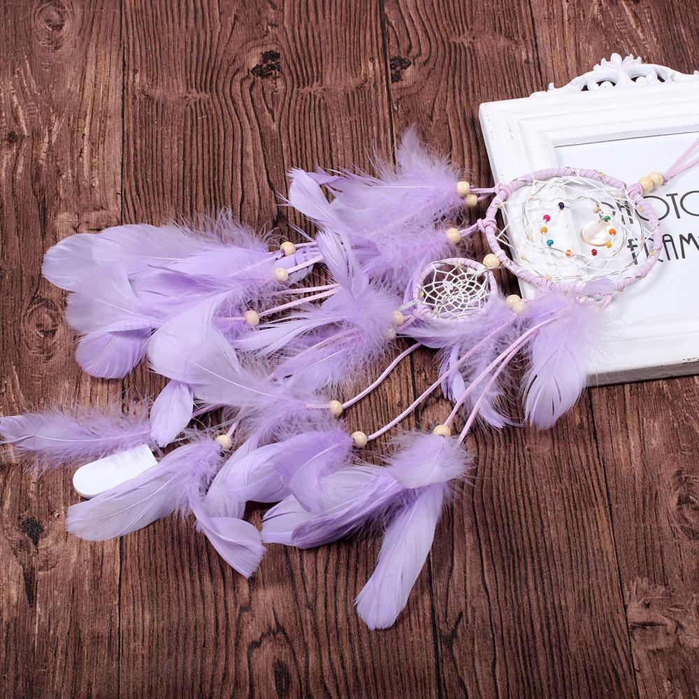 LED Light Dream Catcher Handmade Feathers Car Home Wall Hanging Decoration Ornament Gift Dreamcatcher Wind Chime christmas b