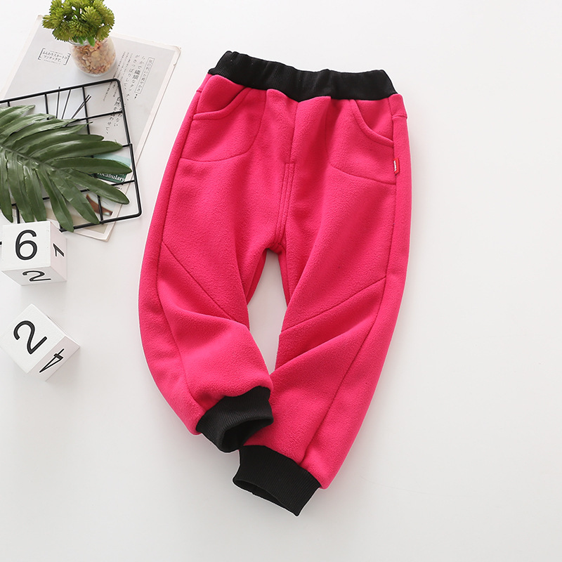 Autumn Winter Children's Pants Thick Warm Trousers For Kids Boys Fleece Pants Casual Girls Joggers Clothing 210303