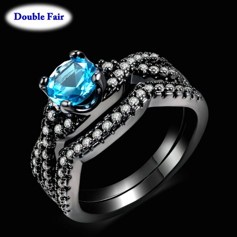 Cluster Rings Bridal Sets Blue & Clear Cubic Zirconia Black Gold Color Fashion Brand Wedding Party Jewelry For Women Gift DWR613, Golden;silver 
Cluster Rings Bridal Sets Blue & Clear Cubic Zirconia Black Gold Color Fashion Brand Wedding Party Jewelry For Women Gift DWR613, Golden;silver