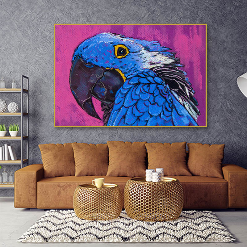 Abstract Animal Wall Art Canvas Print Blue Parrot Oil Painting Scandinavian Posters and Prints Living Room Bedroom Decor Picture