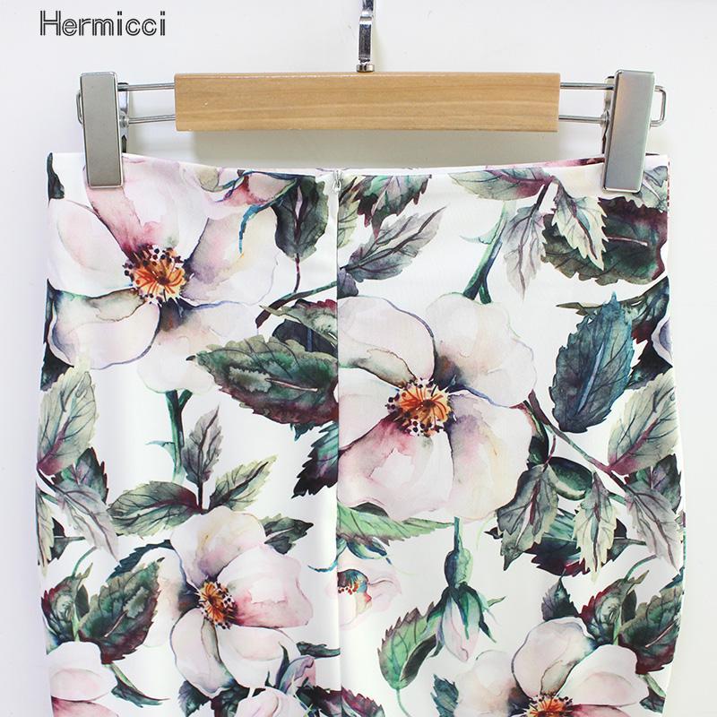 Hermicci Summer Style Pencil Skirt Women High Waist Green Skirts Vintage Elegant Bodycon Floral Print Midi Skirt 210309