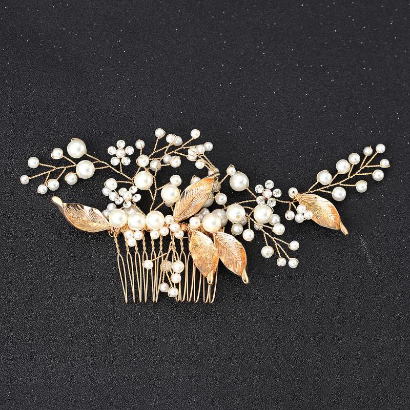 Hair Clips & Barrettes Handmade Wedding Comb Gold Leaf Sweet Pearl Long Curly Bun Accessories For Bridal Bridesmaid ML, Golden;silver
Hair Clips & Barrettes Handmade Wedding Comb Gold Leaf Sweet Pearl Long Curly Bun Accessories For Bridal Bridesmaid ML, Golden;silver
