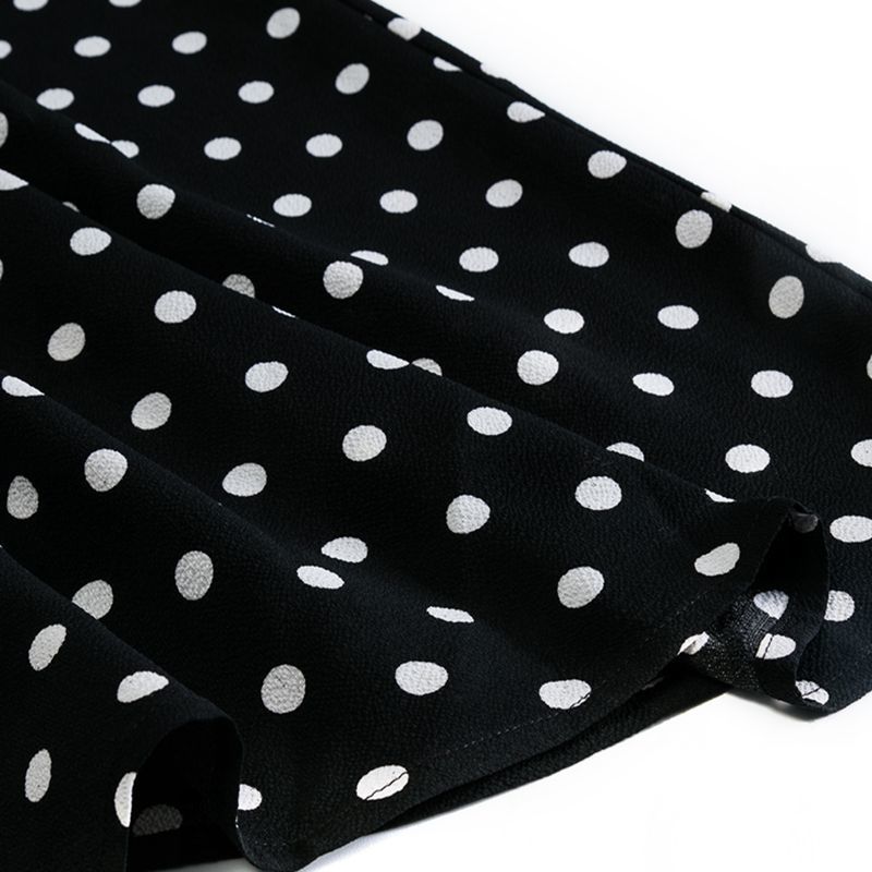 Fashion Polka Dot Girls Long Skirt Floral Black Elegant Maxi Office Zipper Skirts With Lining Plus Size M30241 210309