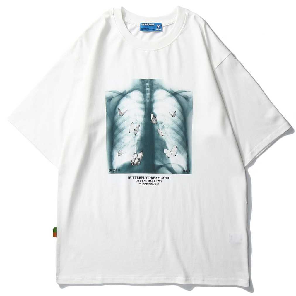 Men Hip Hop T Shirt butterfly Picture Retro T-Shirt Streetwear Harajuku High Street Tshirt Oversized Summer Black WhiteTops 210715