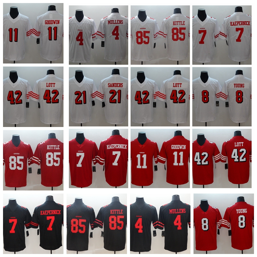 San Francisco 49ers Men 4 Nick Mullens 11 Goodwin George Kittle Colin Kaepernick Ronnie Lott Steve Young Sanders Football Jersey, Black;red
San Francisco 49ers Men 4 Nick Mullens 11 Goodwin George Kittle Colin Kaepernick Ronnie Lott Steve Young Sanders Football Jersey, Black;red