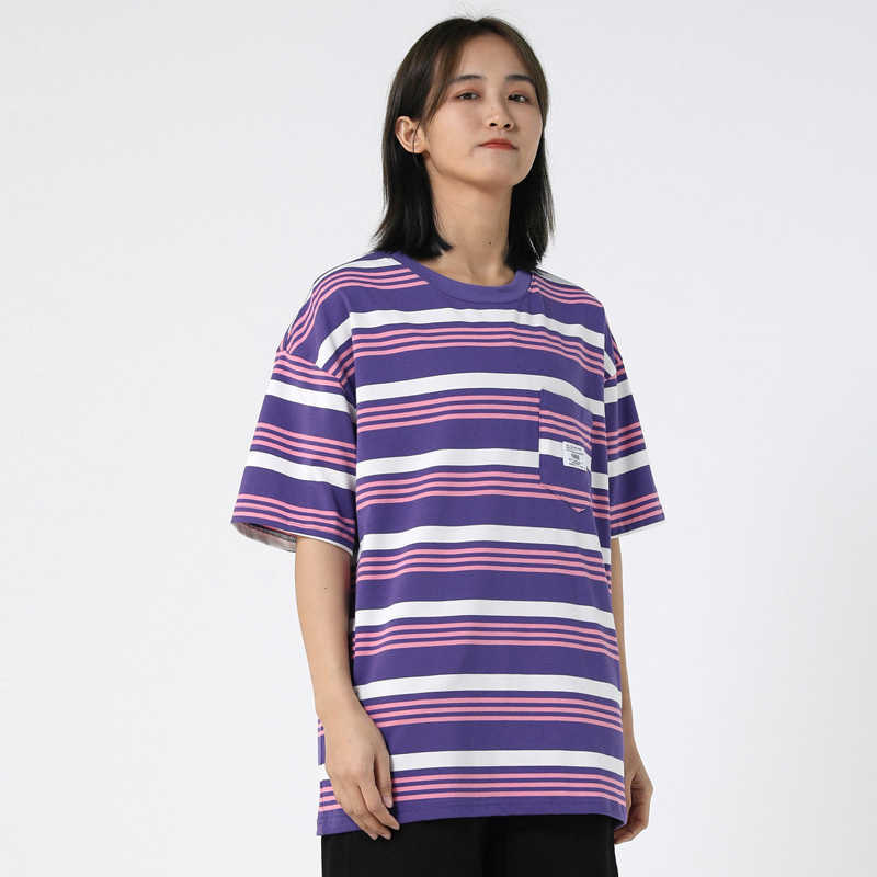 Hip Hop Streetwear T-Shirt Striped Vintage T Shirt Harajuku Cotton Men Summer Short Sleeve Oversize Tshirt Pocket Tops Tees 210601