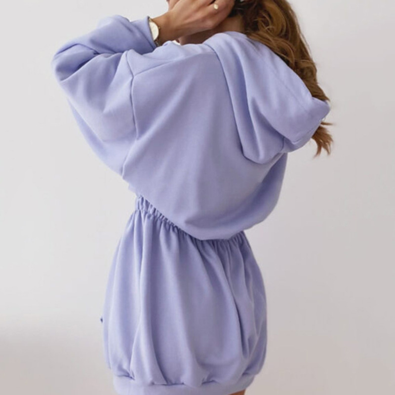 Women Autumn Long Sleeve Pocket Hooded Pullover Tops Hoodies Long Sweatshirts Elastic Waist Feminino Sweatshirt New Fashion 201211