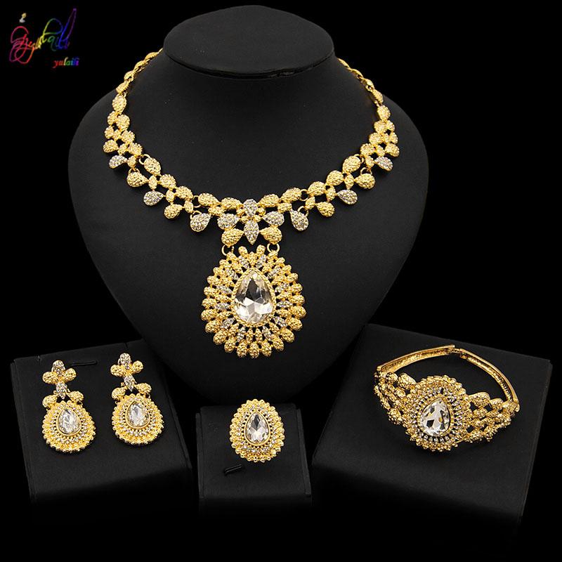 Earrings & Necklace Yulaili African Jewelry Sets Gold Color Trendy Bracelet Ring For Women Wedding Accessories, Silver
Earrings & Necklace Yulaili African Jewelry Sets Gold Color Trendy Bracelet Ring For Women Wedding Accessories, Silver