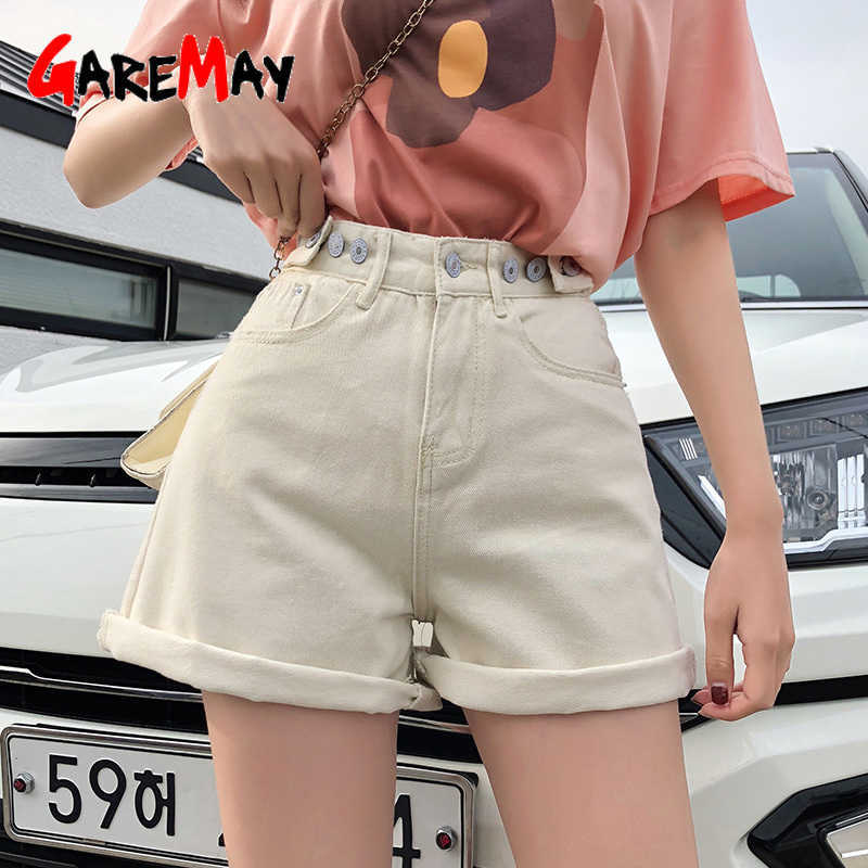 Garemay Women's Denim Shorts Classic Vintage High Waist Blue Wide Leg Female Caual Summer Ladies Jeans For Women 210714