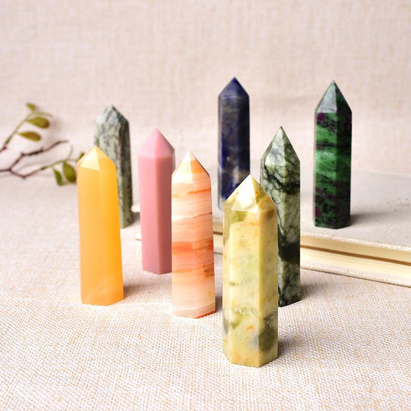 24 Color Natural Stones Crystal Point Tower Amethyst Rose Quartz Healing Stone Energy Ore Mineral Reiki Obelisk Home Decoration