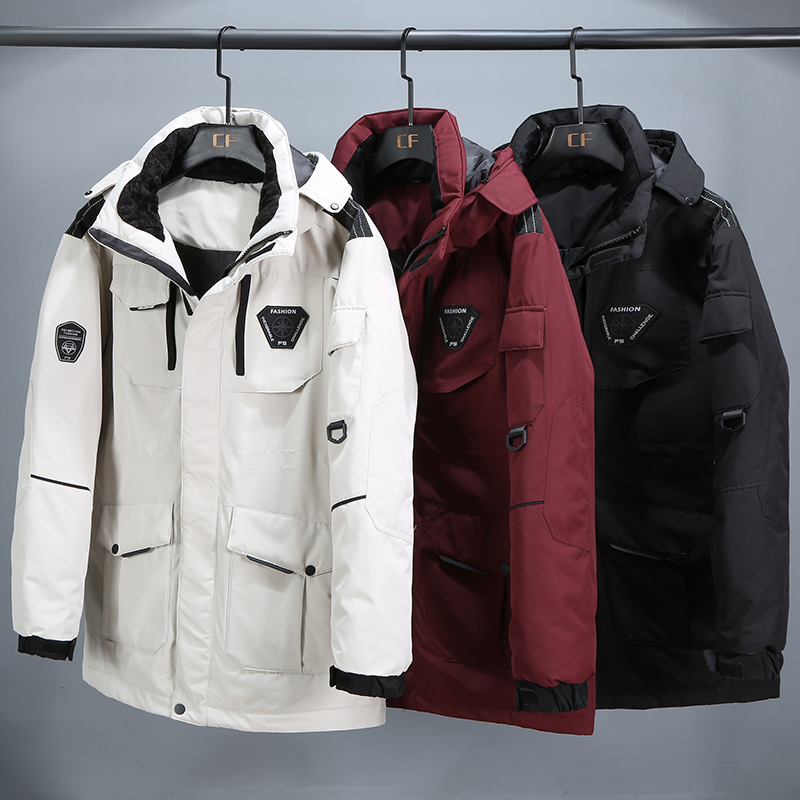 New -30 Degrees White Duck Down Jacket Men Thick Winter Removable Hooded Warm Down Parka Waterproof Big Pockets Size 3XL 201225