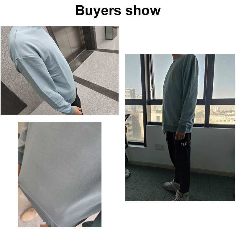 Men Autumn Winter O Neck Solid Color Cotton Long Sweatshirts Casual Loose Fit Hoodie 4XL 210813