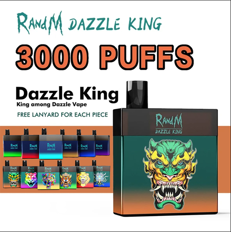 RandM Dazzle King 3000 Puffs Disposable E Cigarette Vape Pen 8ml Pod Device Rechargeable Battery With RGB Light 6% Vaporizer 12 Colors Large Vapor
RandM Dazzle King 3000 Puffs Disposable E Cigarette Vape Pen 8ml Pod Device Rechargeable Battery With RGB Light 6% Vaporizer 12 Colors Large Vapor