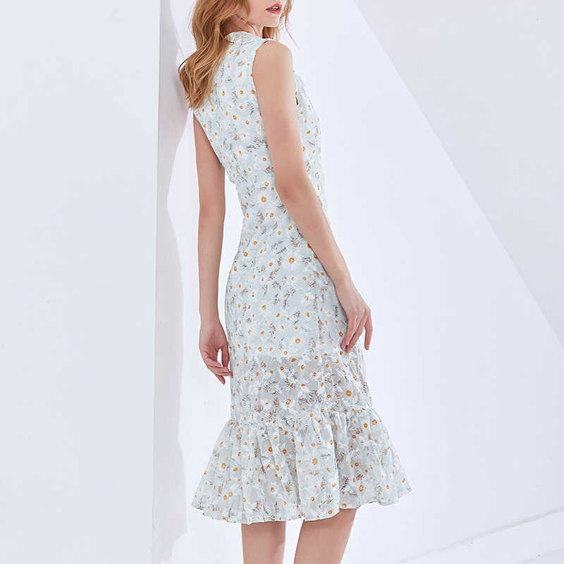 Prairie Chic Hollow Out O-neck Silm Temperament Dresses Women Summer Sleeveless Ruffles Dress Sweet Office Lady Vestidos 210525