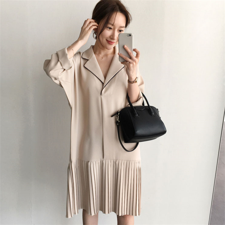 Colorfaith New Spring Summer Women Shirt Dresses Vintage Patchwork Fashionable Elegant Oversize Pleated Midi Dress DR1406 210303