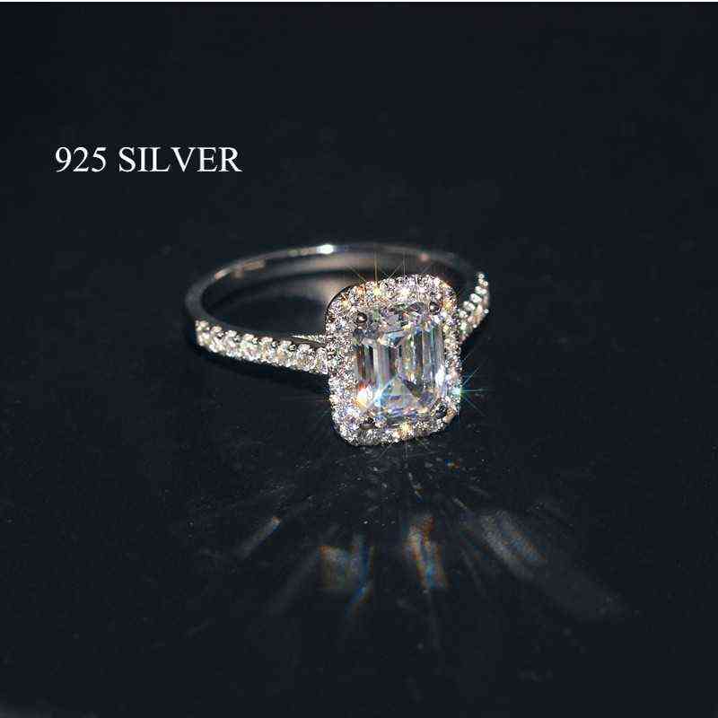 Handmade Emerald cut 2ct Lab Diamond Ring 925 sterling silver Engagement Wedding band Rings for Women Bridal Fine Party Jewelry 211217