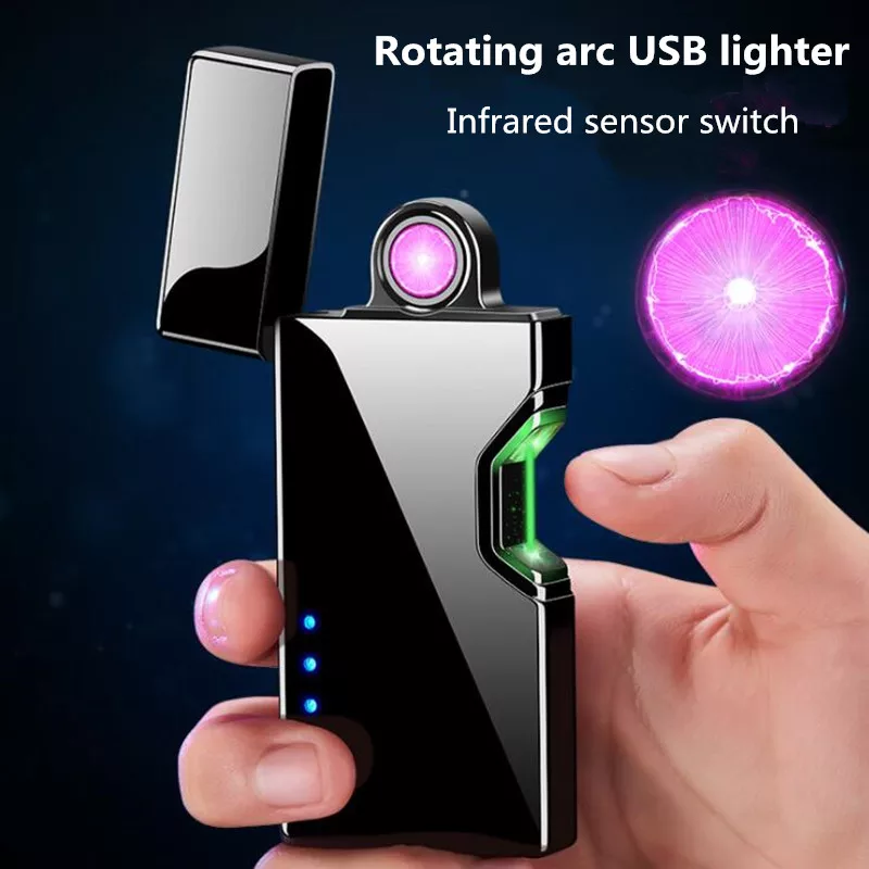 New Creative Infrared sensor switch USB charging Rotating arc Cigarette ighter Pasma ighter Windproof Eectronic ighters
New Creative Infrared sensor switch USB charging Rotating arc Cigarette ighter Pasma ighter Windproof Eectronic ighters